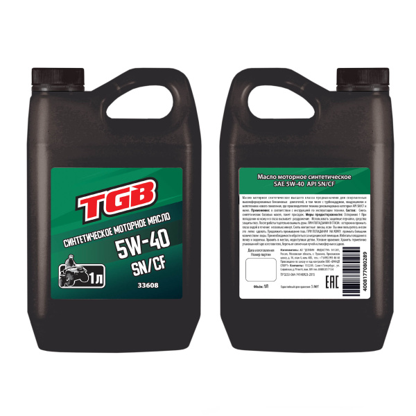 Масло моторное синтетическое SAE 5w40 API SN/CF 1л TGB